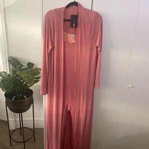 2 Piece Set Pink Romper and Duster